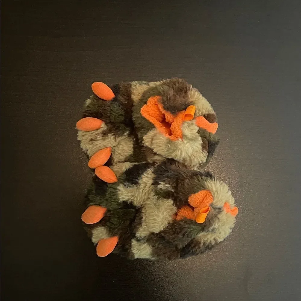 Cozy Kids' Furry Slippers - Orange and Brown